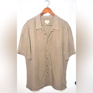 Solitude Men’s Short Sleeve Button down Shirt in Tan made of Modal XL